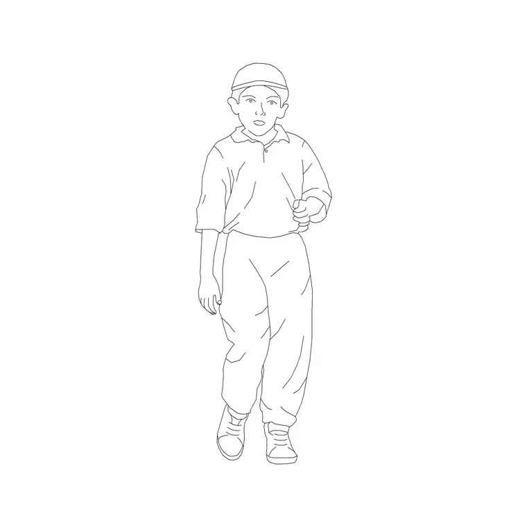 Kid 6 DWG CAD block thumbnail — people drawing