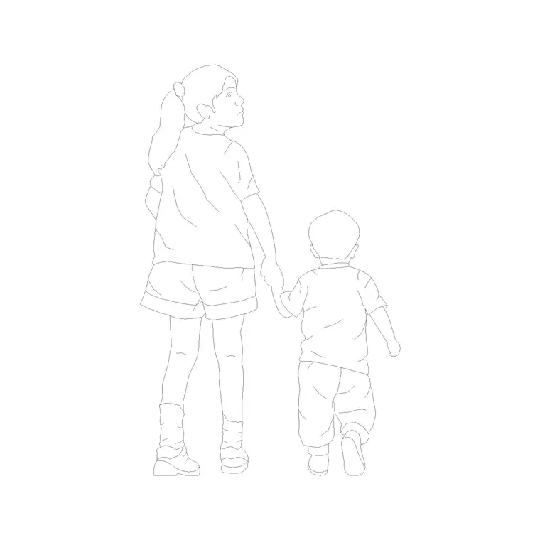 Kid 7 DWG CAD block thumbnail — people drawing