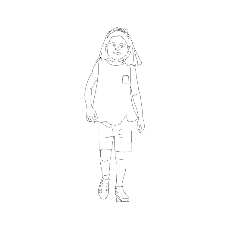 Kid 8 DWG CAD block thumbnail — people drawing