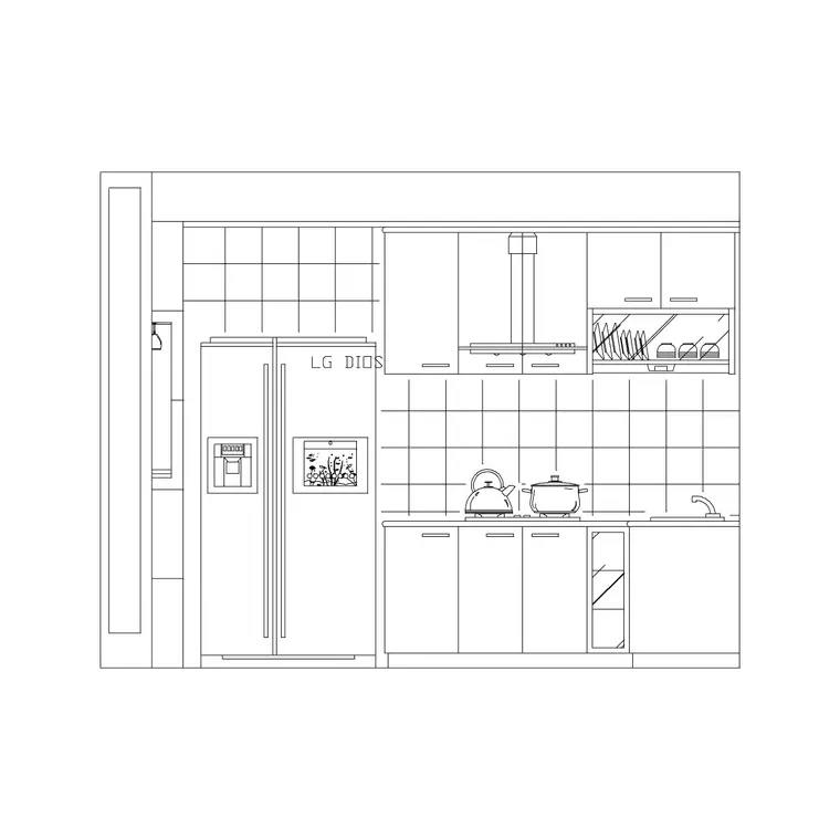 Kitchen Ele Fridge And Stove DWG CAD block thumbnail — kitchen drawing