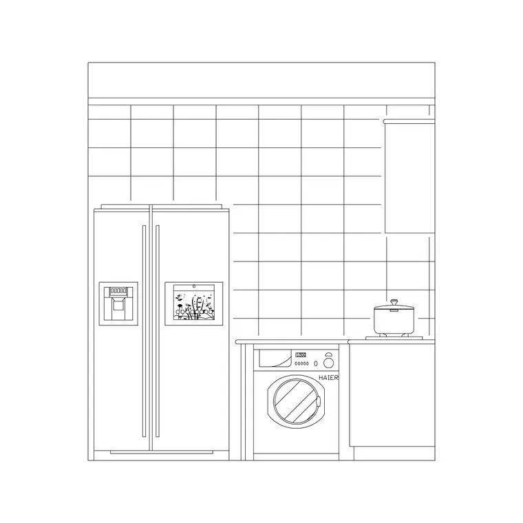 Kitchen Ele Fridge DWG CAD block thumbnail — kitchen drawing