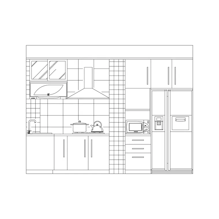 Kitchen Ele Hood And Cabinet DWG CAD block thumbnail — kitchen drawing