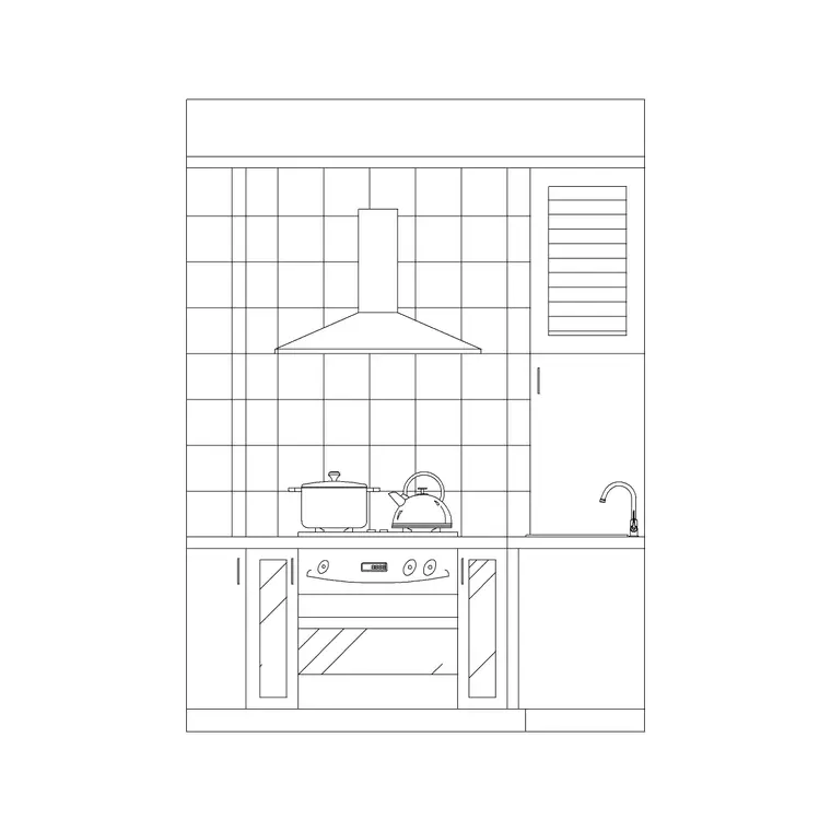 Kitchen Ele Hood DWG CAD block thumbnail — kitchen drawing