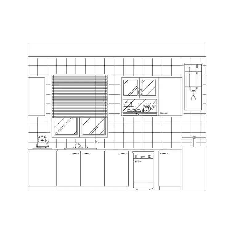 Kitchen Ele Sink And Window DWG CAD block thumbnail — kitchen drawing