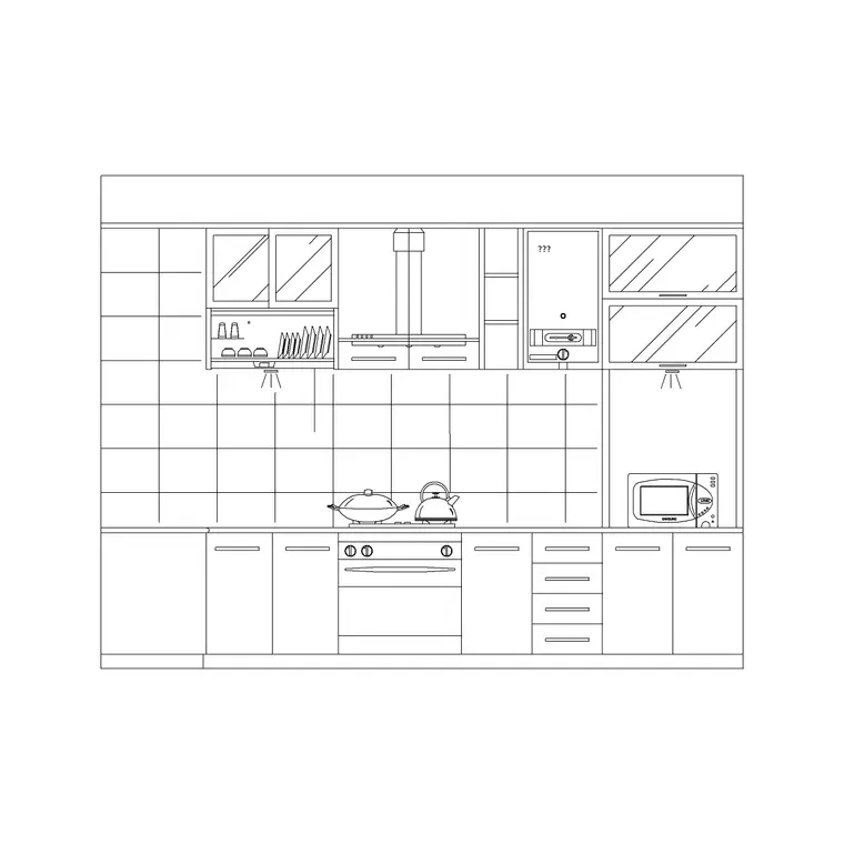 Kitchen Ele Stove And Hood DWG CAD block thumbnail — kitchen drawing