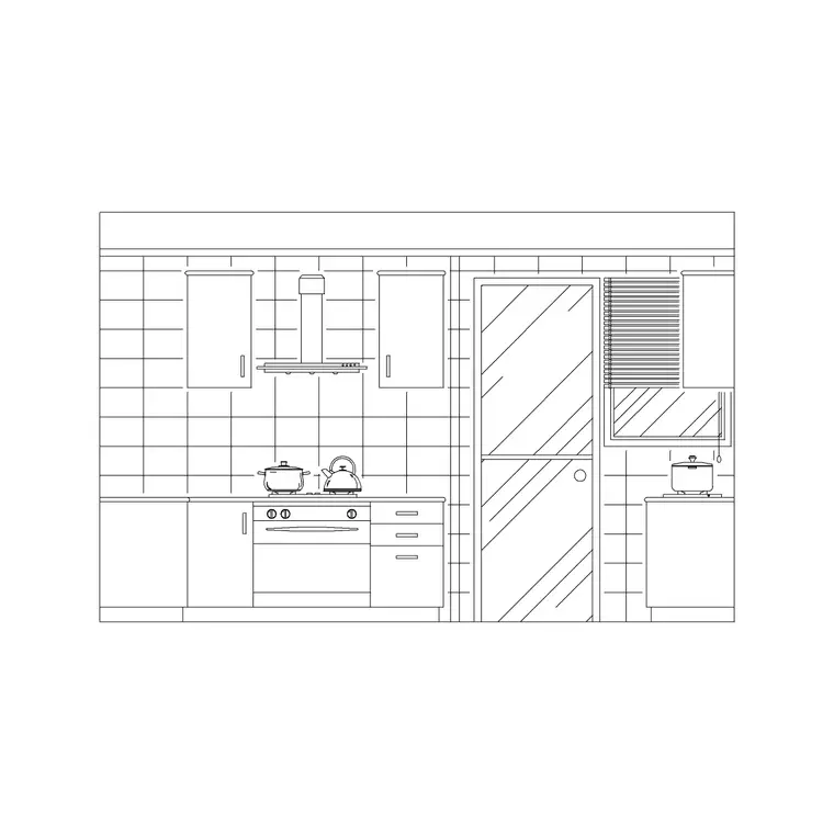 Kitchen Ele With Stove DWG CAD block thumbnail — kitchen drawing