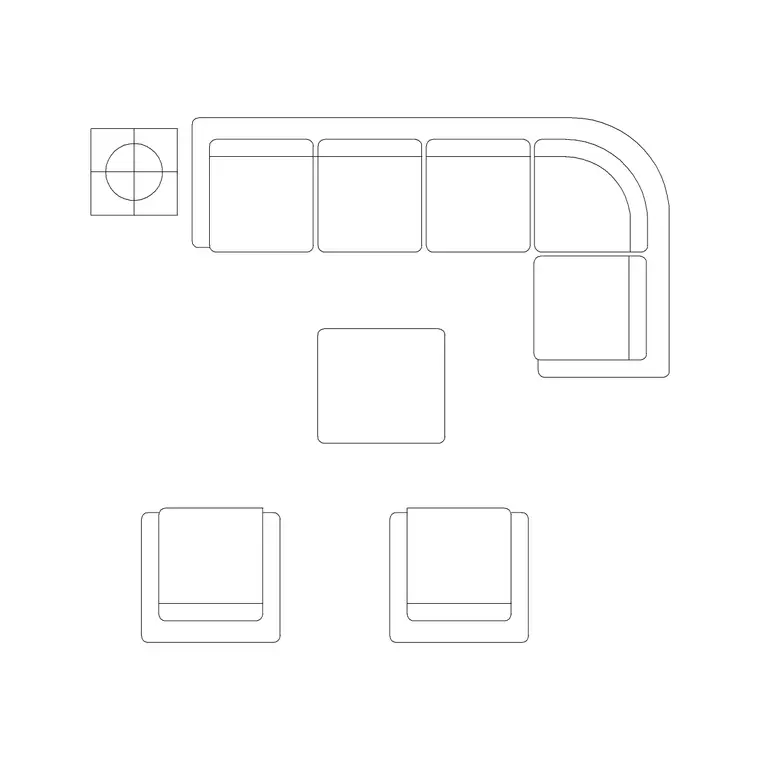 L Shape Sofa Set Modern DWG CAD block thumbnail — furniture drawing