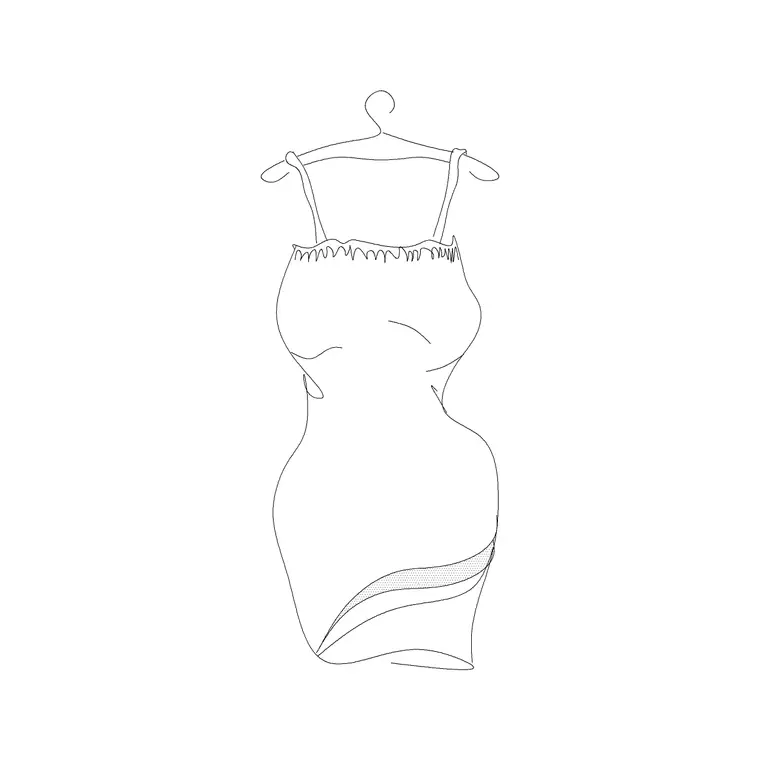 Ladies Dress Hnged DWG CAD block thumbnail — accessories drawing