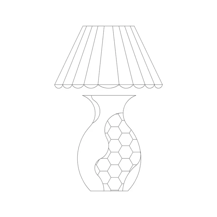 Lamp With Ceramic Decorative Stand DWG CAD block thumbnail — lighting drawing