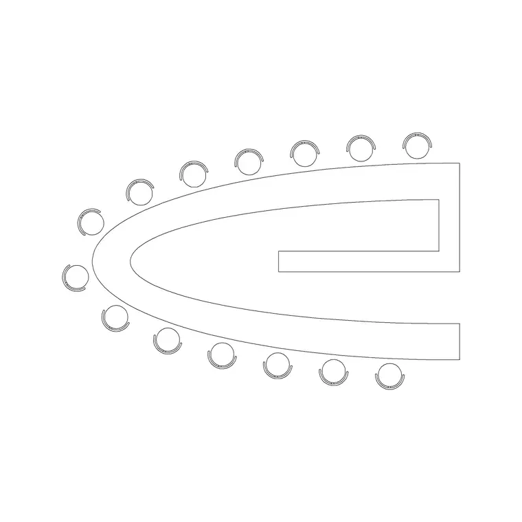 Long Curve Table DWG CAD block thumbnail — furniture drawing