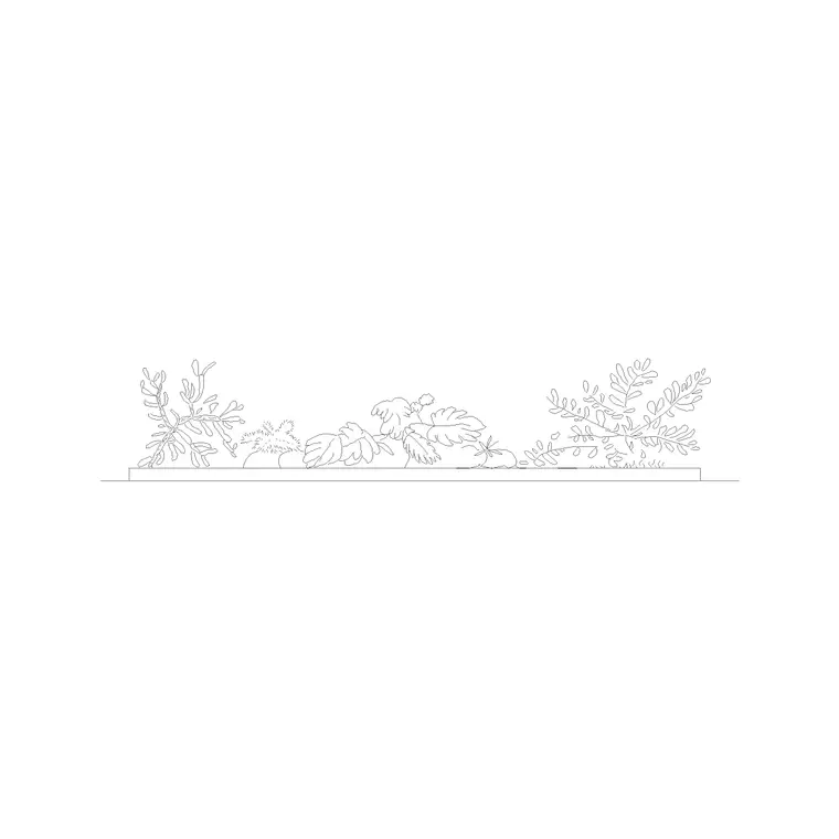 Long Floor Based Plant Pot Ele Low Height DWG CAD block thumbnail — trees & plants drawing