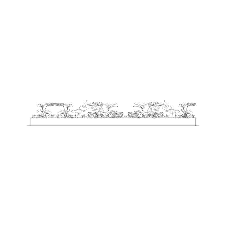 Long Floor Based Plant Pot Ele DWG CAD block thumbnail — trees & plants drawing