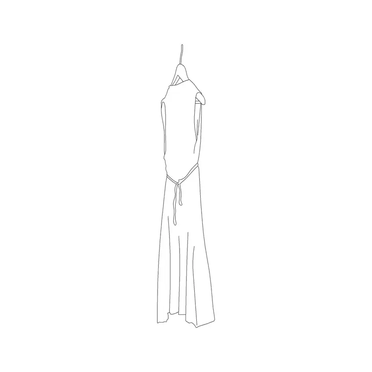 Long Ladies Dress DWG CAD block thumbnail — accessories drawing