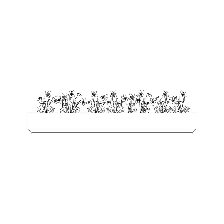 Long Rec Flower Bed DWG CAD block thumbnail — outdoor drawing