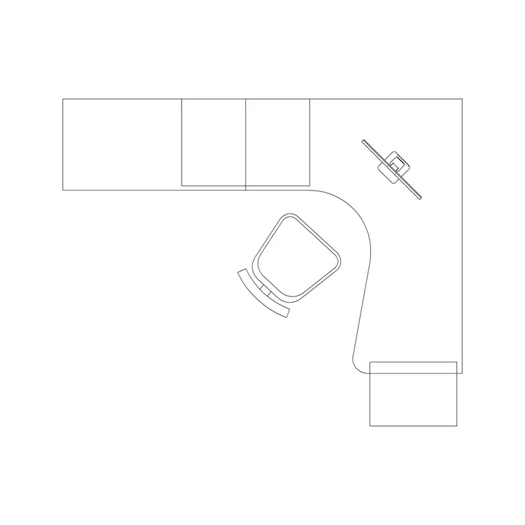 Long Workstation DWG CAD block thumbnail — office drawing