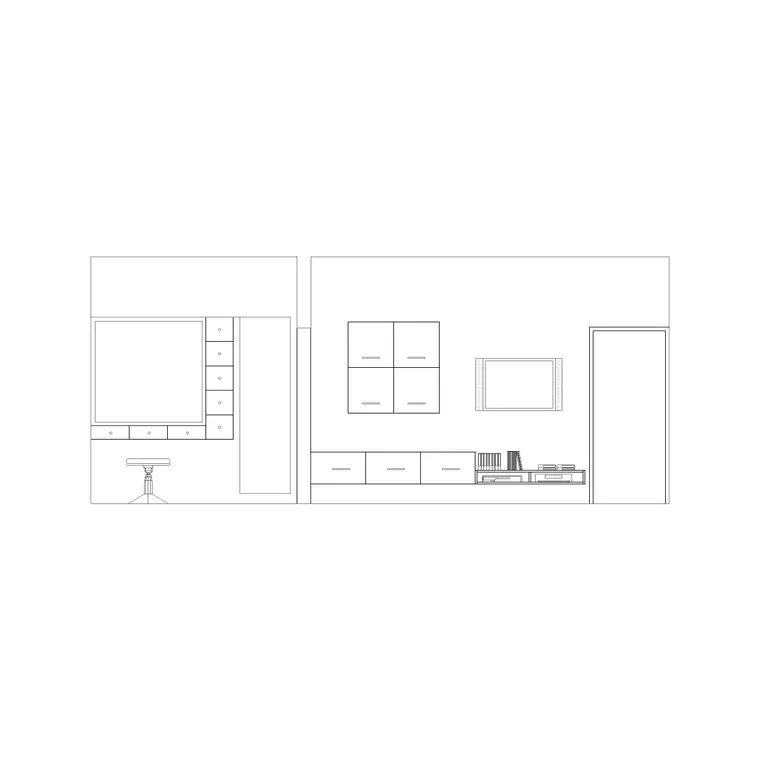Lounge And Dressing DWG CAD block thumbnail — kitchen drawing