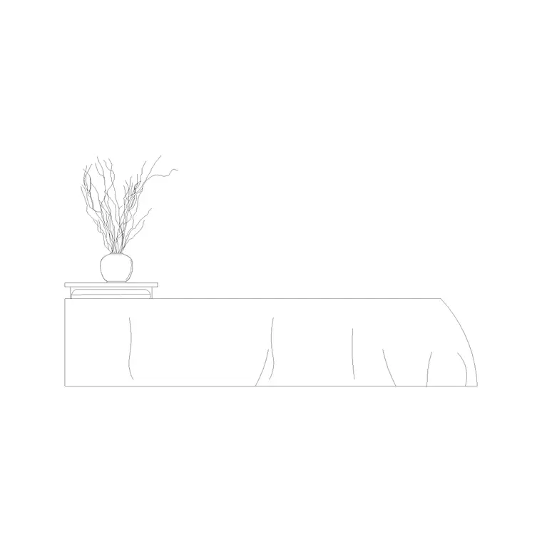 Low Height Bed 2 With Side Table Side Elevation DWG CAD block thumbnail — bedroom drawing