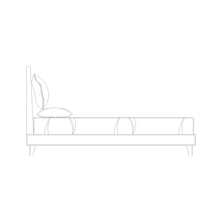 Low Height Bed Side Elevation 2 DWG CAD block thumbnail — bedroom drawing