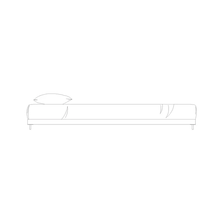 Low Height Bed Side Elevation DWG CAD block thumbnail — bedroom drawing