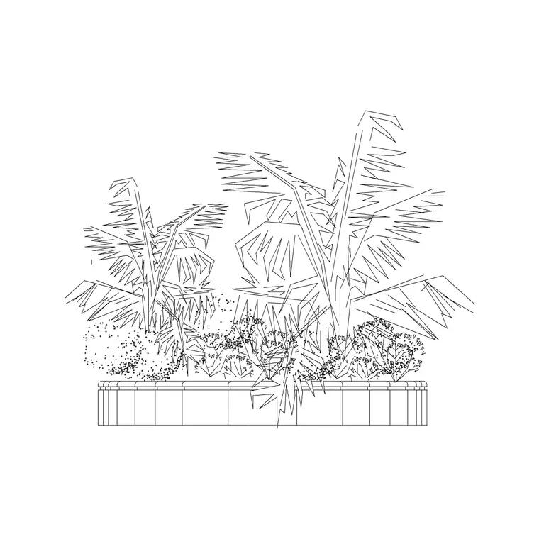Low Height Pot With Plants DWG CAD block thumbnail — trees & plants drawing