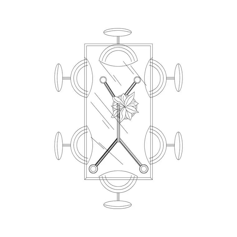 Luxury 6P Dining Table DWG CAD block thumbnail — furniture drawing