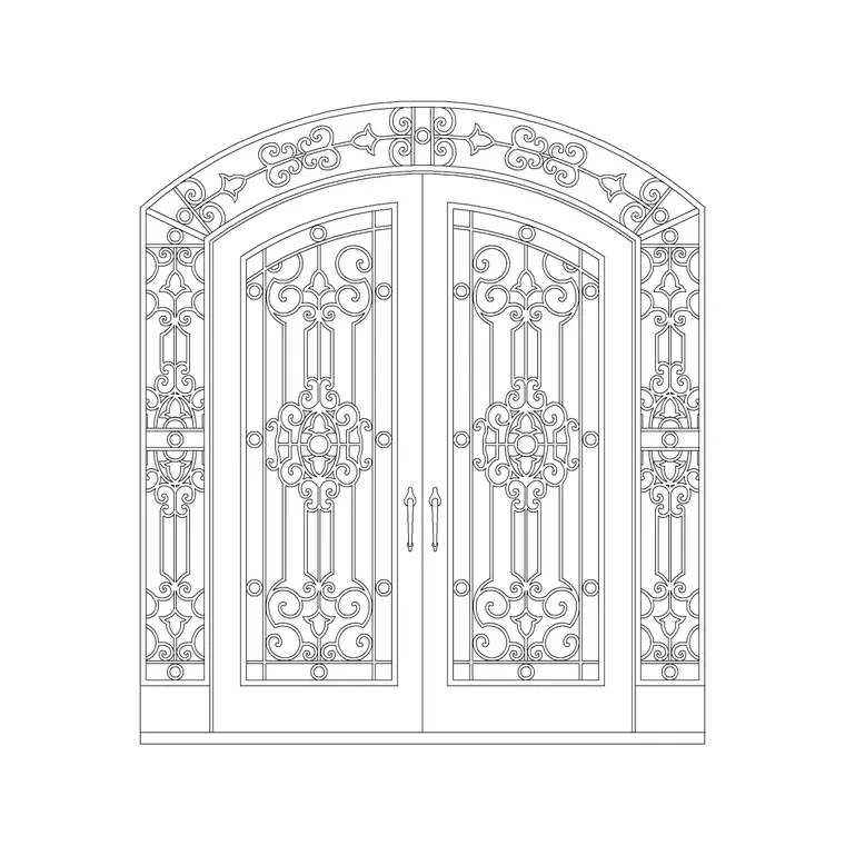 Luxury Metal Gate DWG CAD block thumbnail — outdoor drawing
