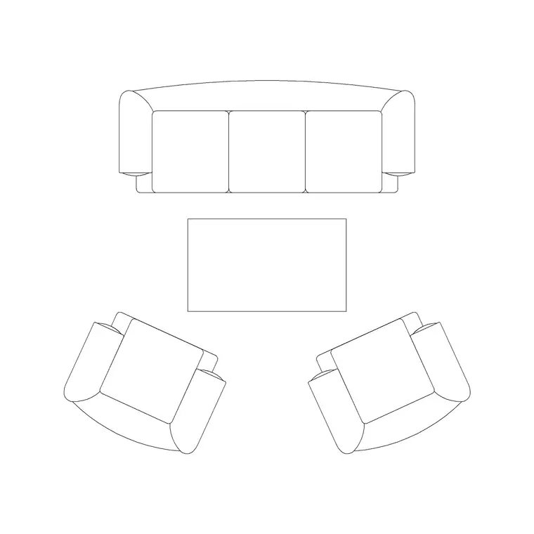 Luxury Sofa Set DWG CAD block thumbnail — furniture drawing