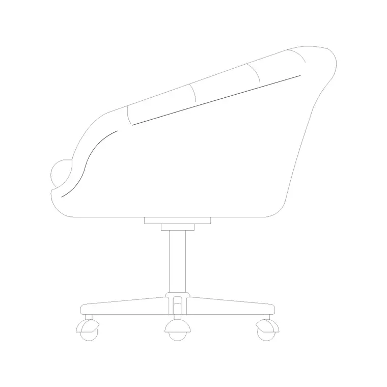 Manager Chair Side With Wheel DWG CAD block thumbnail — furniture drawing