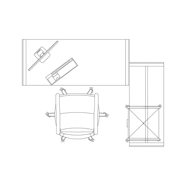 Manager Table Side Rack DWG CAD block thumbnail — office drawing