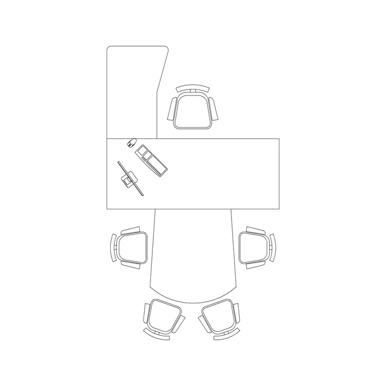 Manager Table With Meeting Table DWG CAD block thumbnail — office drawing