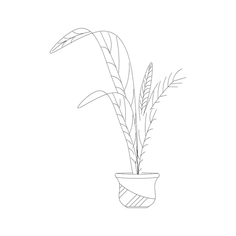 Medium Height Plant DWG CAD block thumbnail — accessories drawing