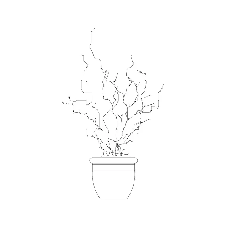 Medium Potted Plant 1 DWG CAD block thumbnail — trees & plants drawing