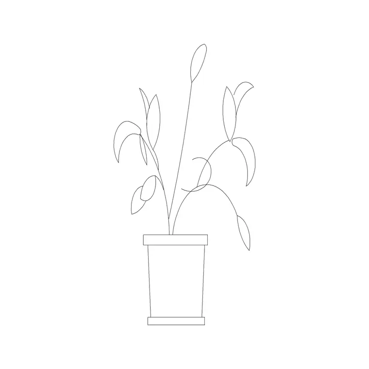 Medium Potted Plant 14 DWG CAD block thumbnail — trees & plants drawing