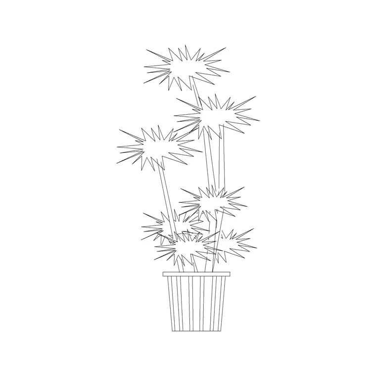 Medium Potted Plant 15 DWG CAD block thumbnail — trees & plants drawing