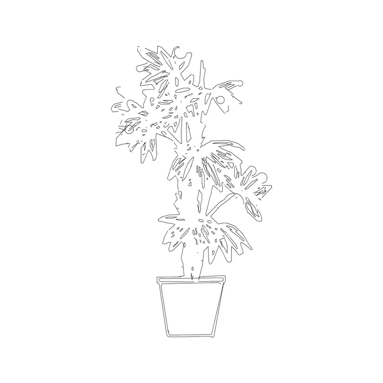Medium Potted Plant 19 DWG CAD block thumbnail — trees & plants drawing