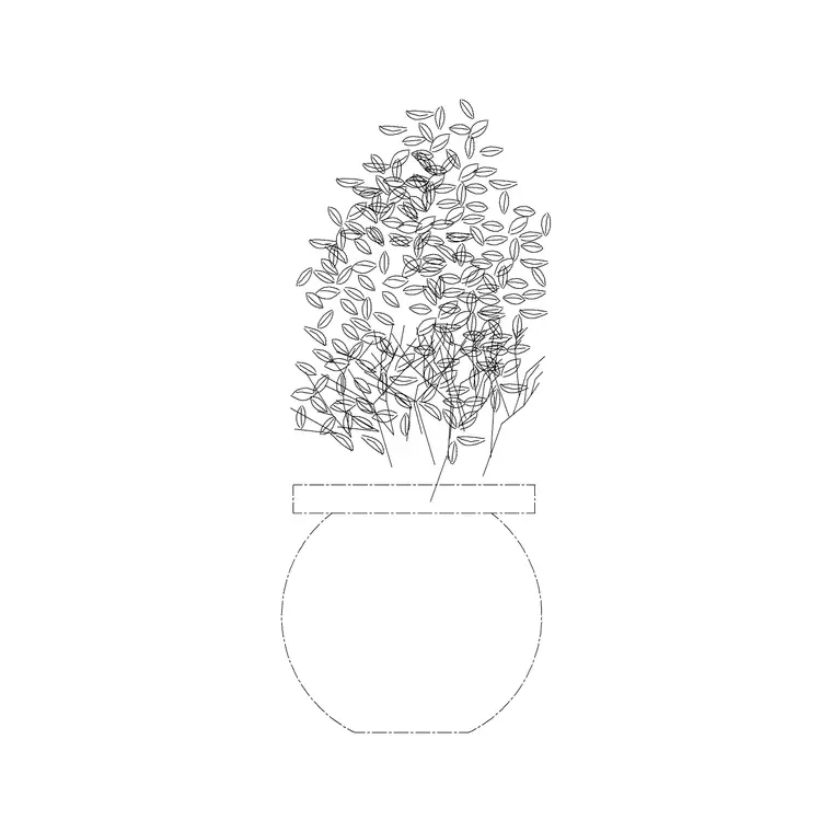 Medium Potted Plant 2 DWG CAD block thumbnail — trees & plants drawing