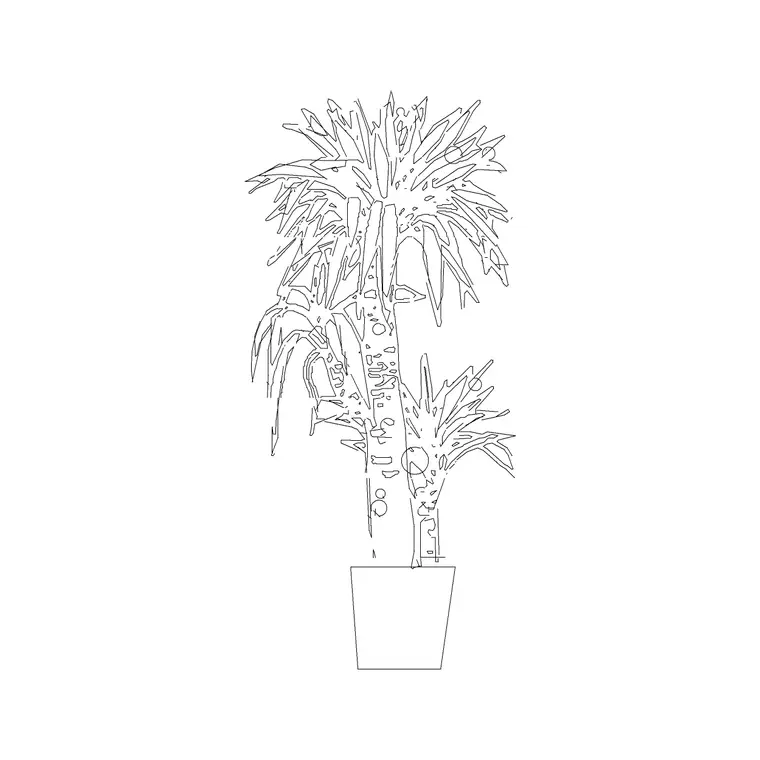 Medium Potted Plant 21 DWG CAD block thumbnail — trees & plants drawing