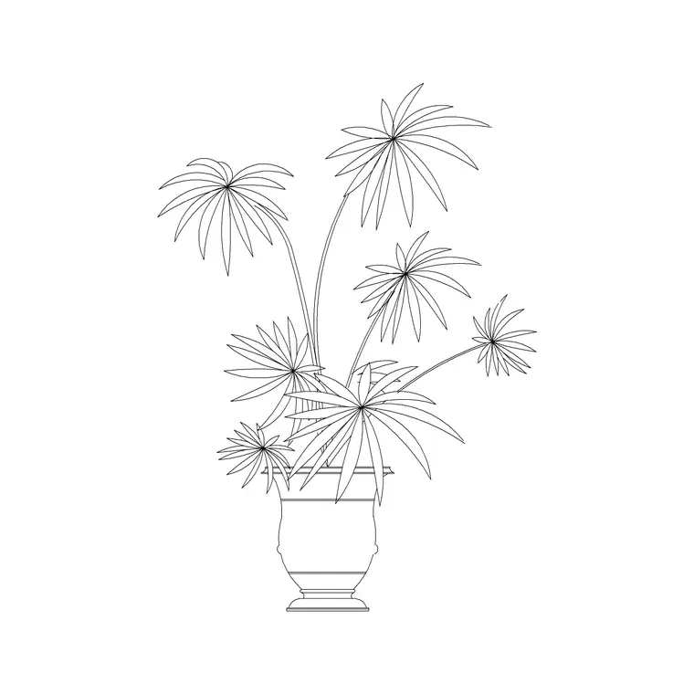 Medium Potted Plant 28 DWG CAD block thumbnail — trees & plants drawing