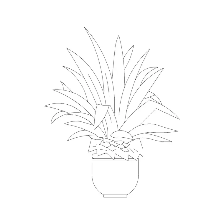 Medium Potted Plant 3 DWG CAD block thumbnail — trees & plants drawing