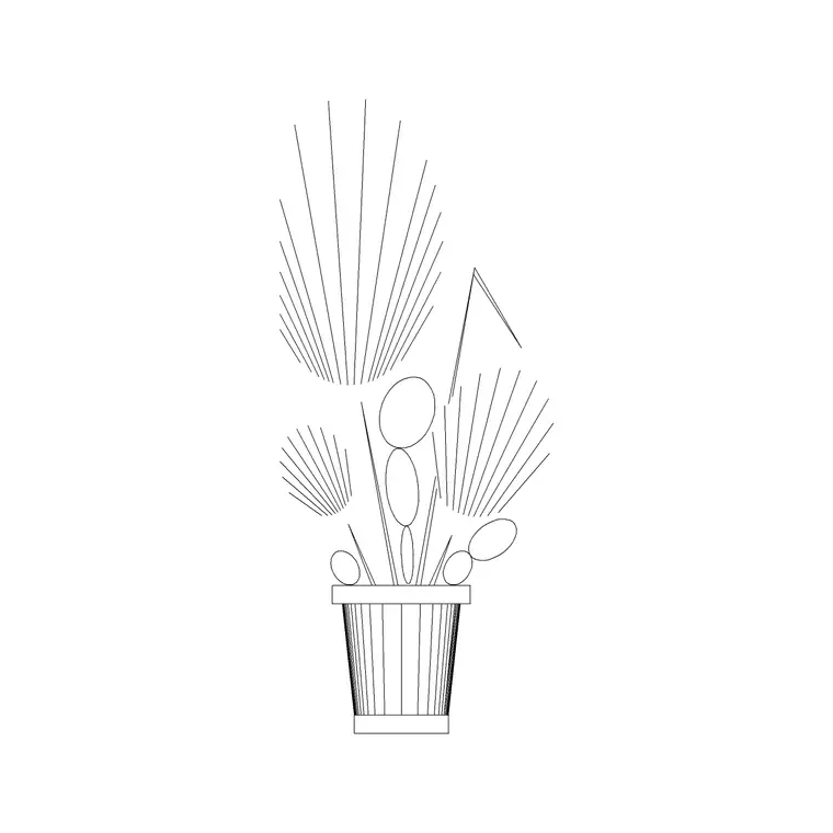 Medium Potted Plant 32 DWG CAD block thumbnail — trees & plants drawing