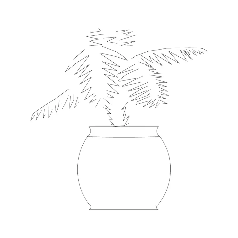 Medium Potted Plant 5 DWG CAD block thumbnail — trees & plants drawing