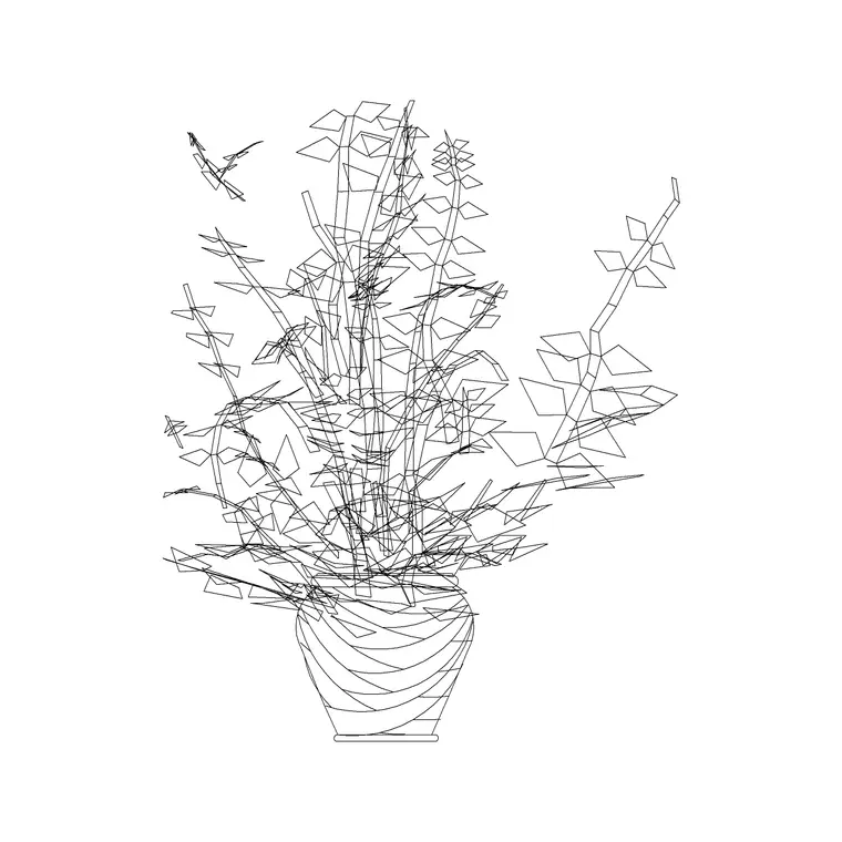 Medium Potted Plant 8 DWG CAD block thumbnail — trees & plants drawing