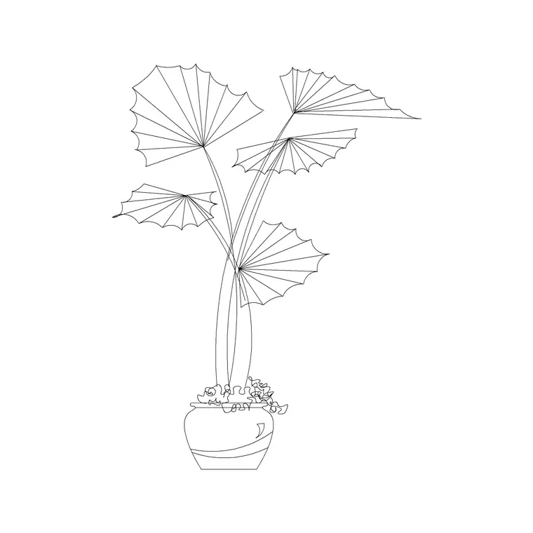 Medium Potted Plant 9 DWG CAD block thumbnail — trees & plants drawing