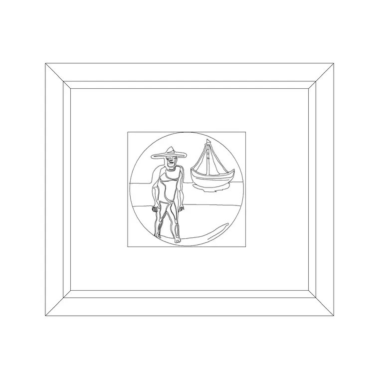 Men Art Frame DWG CAD block thumbnail — accessories drawing