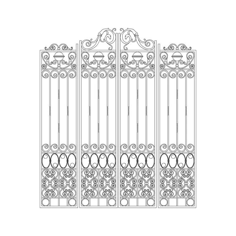 Metal Gate Double DWG CAD block thumbnail — outdoor drawing