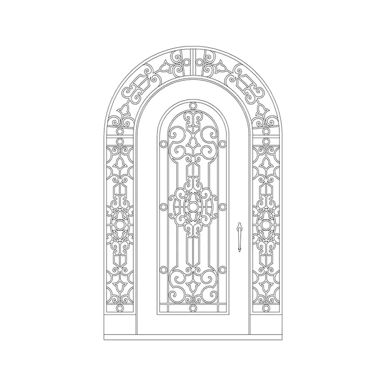 Metal Gate Single DWG CAD block thumbnail — outdoor drawing