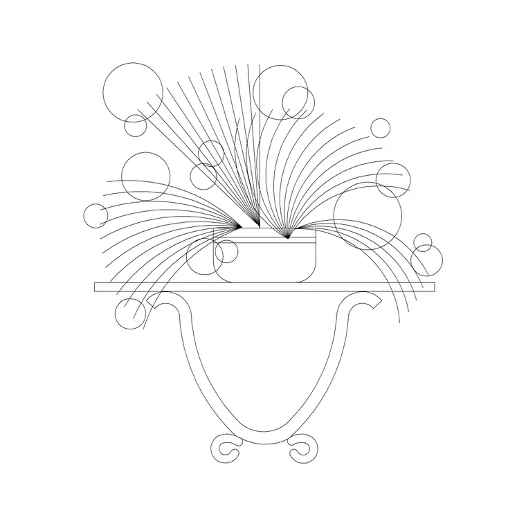 Metal Leg Vase With Plant DWG CAD block thumbnail — accessories drawing