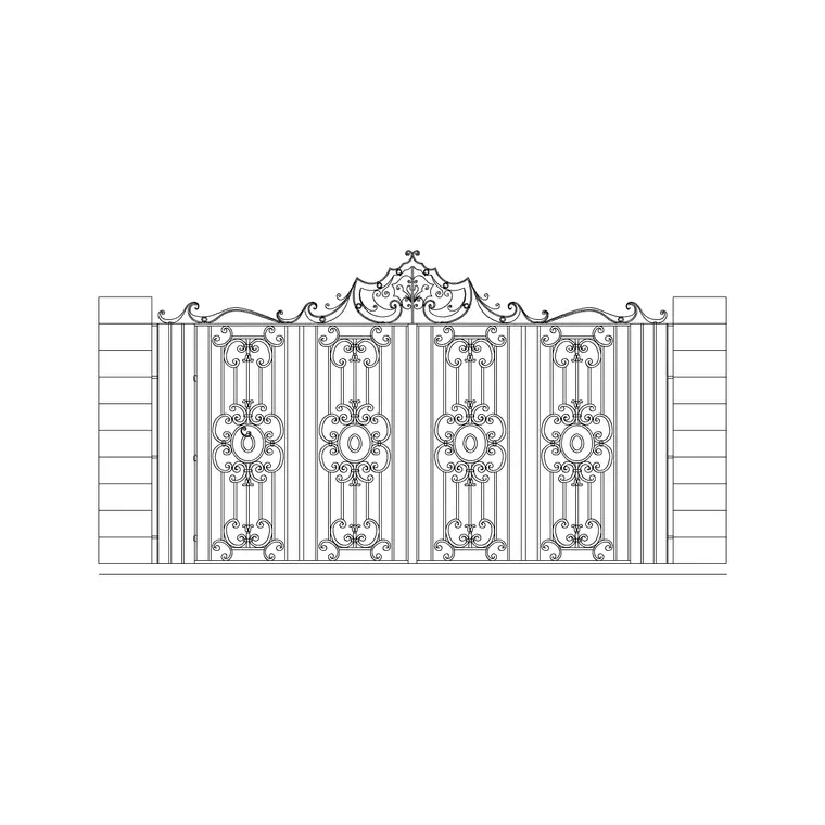 Metal Main Ent Gate DWG CAD block thumbnail — outdoor drawing