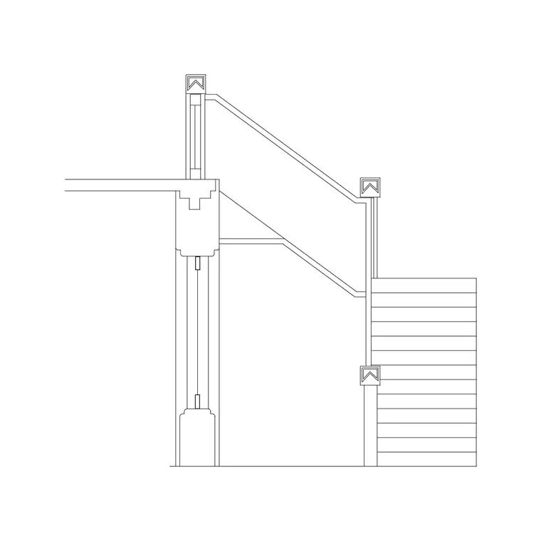 Metal Staircase Front Elevation 1 DWG CAD block thumbnail — stairs drawing