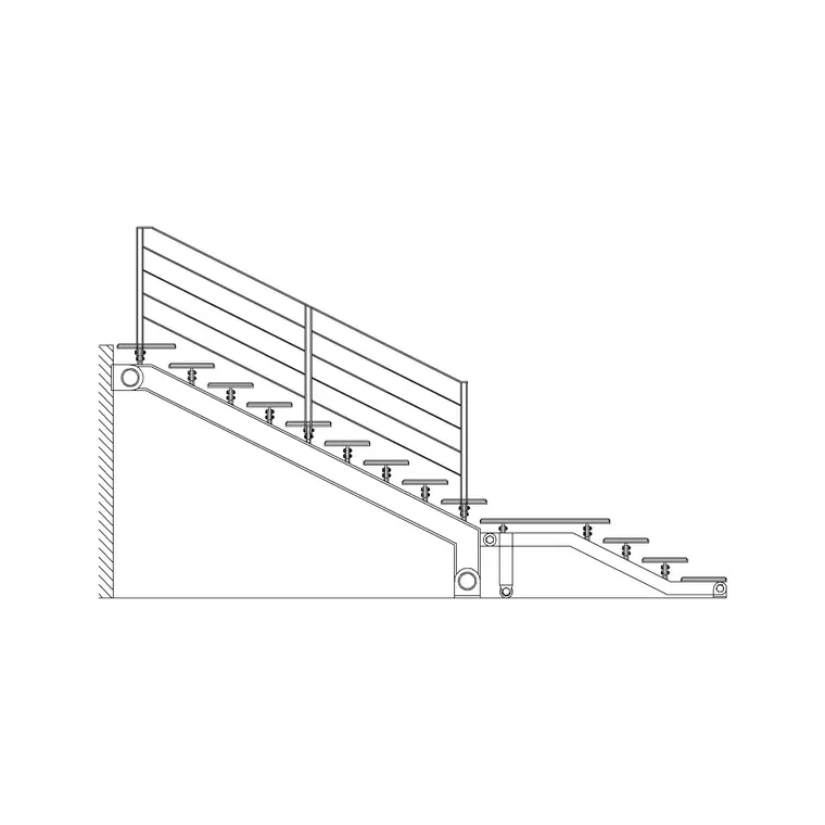 Metal Staircase Front Elevation 3 DWG CAD block thumbnail — stairs drawing